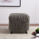 Shag Faux Sheepskin Cube Stool by Lavishway | Stools & Pouffes-25439