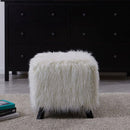 Shag Faux Sheepskin Cube Stool by Lavishway | Stools & Pouffes-25449