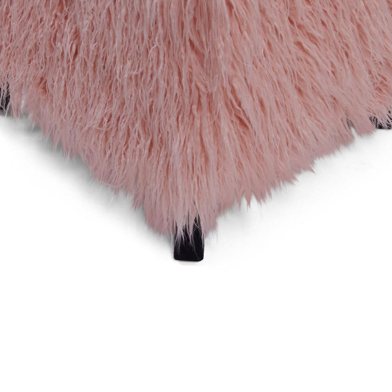 Shag Faux Sheepskin Cube Stool by Lavishway | Stools & Pouffes-25448