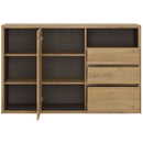 Shetland Oak Finish 1 Door 3 Drawer Sideboard by Lavishway | Sideboards-44611