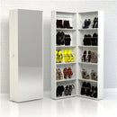 Shoes White 1 Mirrored Door Tall Shoe Cabinet by Lavishway | Shoe Cabinets-28965
