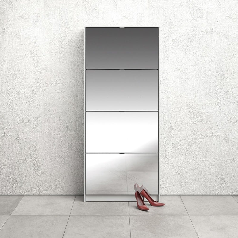 4 Tilting Mirror Doors Shoe Storage Cabinet by Lavishway | Shoe Cabinets-44037