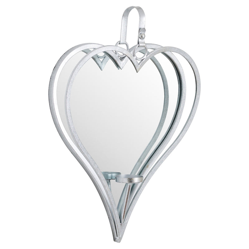 Silver Heart Mirrored Candle Holder by Lavishway | Candle Holders-50820