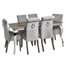 Modern Roll Top Silver Fabric Dining Chair by Lavishway | Dining Chairs-51089