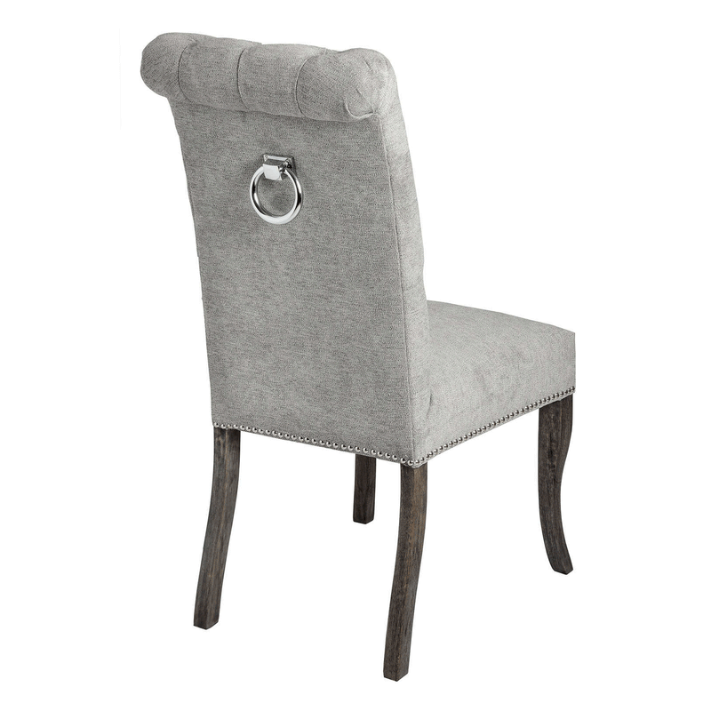 Modern Roll Top Silver Fabric Dining Chair by Lavishway | Dining Chairs-51088