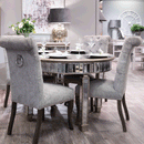 Modern Roll Top Silver Fabric Dining Chair by Lavishway | Dining Chairs-51093