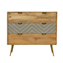 Odeon Mango Wood Grey 3 Chest Of Drawers by Lavishway | Chest Of Drawers-57423