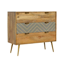 Odeon Mango Wood Grey 3 Chest Of Drawers by Lavishway | Chest Of Drawers-57422