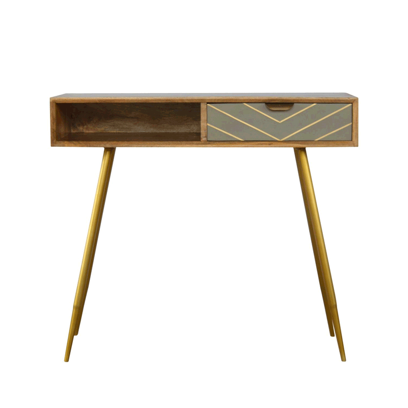 Odeon Cement Grey 1 Drawer Writing Desk by Lavishway | Reclaimed Wood Desks-57408