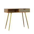 Odeon Cement Grey 1 Drawer Writing Desk by Lavishway | Reclaimed Wood Desks-57407