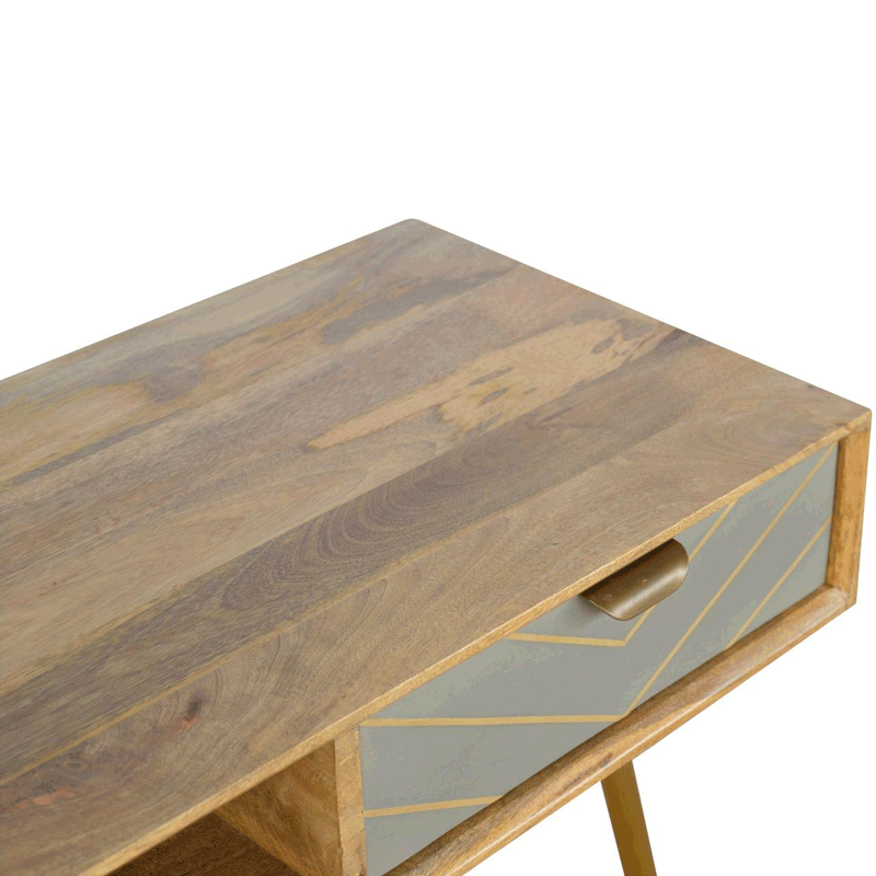 Odeon Cement Grey 1 Drawer Writing Desk by Lavishway | Reclaimed Wood Desks-57412