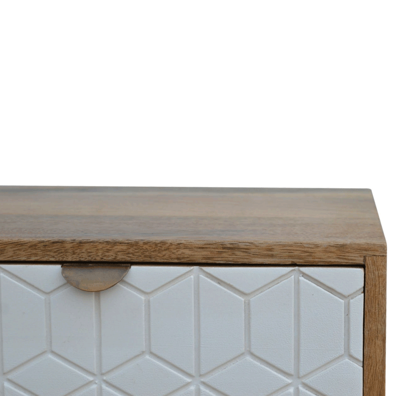 Odeon White Carved 1 Drawer Bedside Table by Lavishway | Bedside Tables-57406