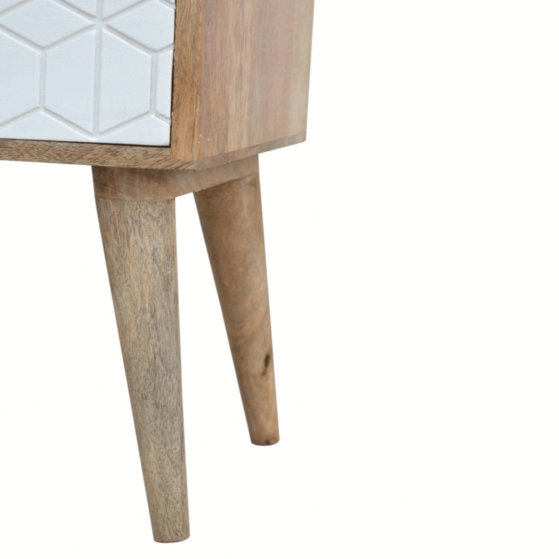 Odeon White Carved 1 Drawer Bedside Table by Lavishway | Bedside Tables-57405