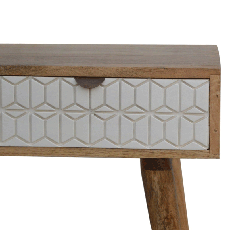 Odeon White Carved 2 Drawers Console Table by Lavishway | Hallway Console Table-57398