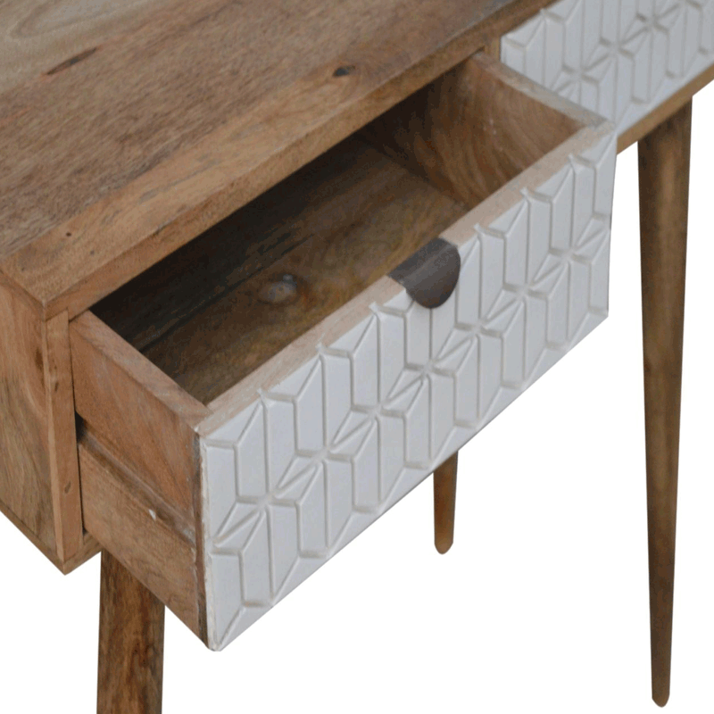 Odeon White Carved 2 Drawers Console Table by Lavishway | Hallway Console Table-57396