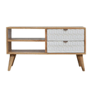 Odeon White Carved 2 Drawers Media Unit by Lavishway | TV Units Cabinets-57384