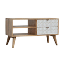 Odeon White Carved 2 Drawers Media Unit by Lavishway | TV Units Cabinets-57383