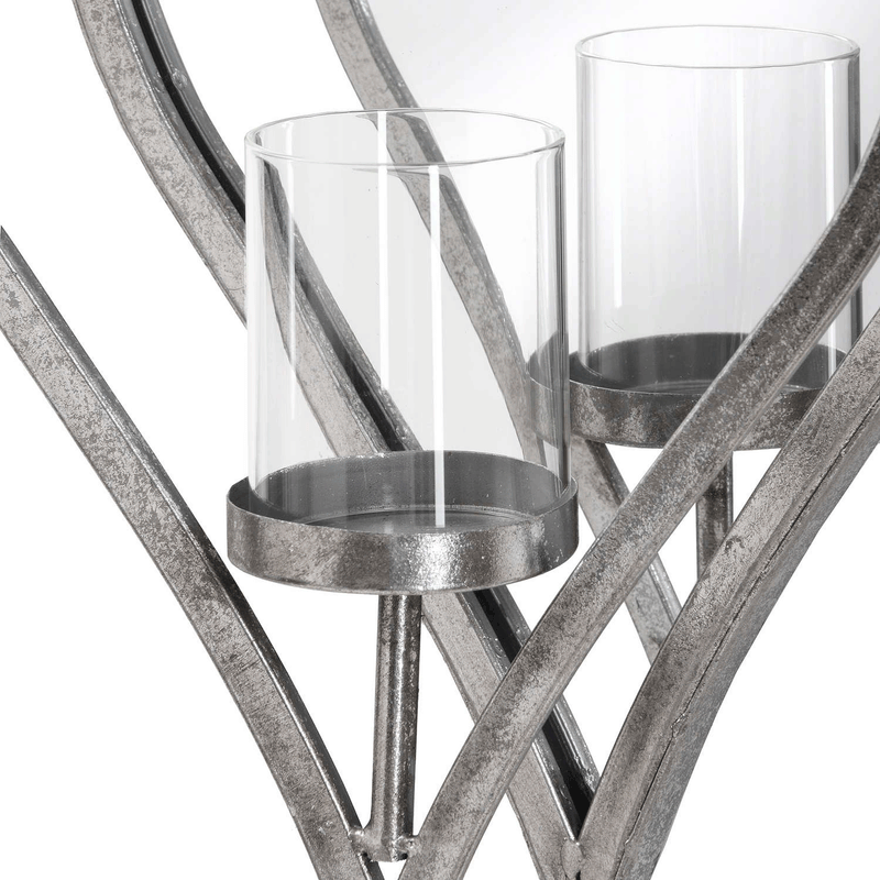 Antique Silver Mirrored Heart Candle Holder by Lavishway | Candle Holders-50828
