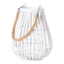 Domed Rope Detail White Rattan Lantern by Lavishway | Candle Holders-51382