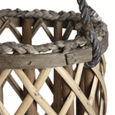 Glass Hurricane Natural Wicker Lantern by Lavishway | Candle Holders-51307