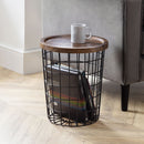 Smithson Walnut Finish Top Storage Lamp Table by Lavishway | Side Tables-60776