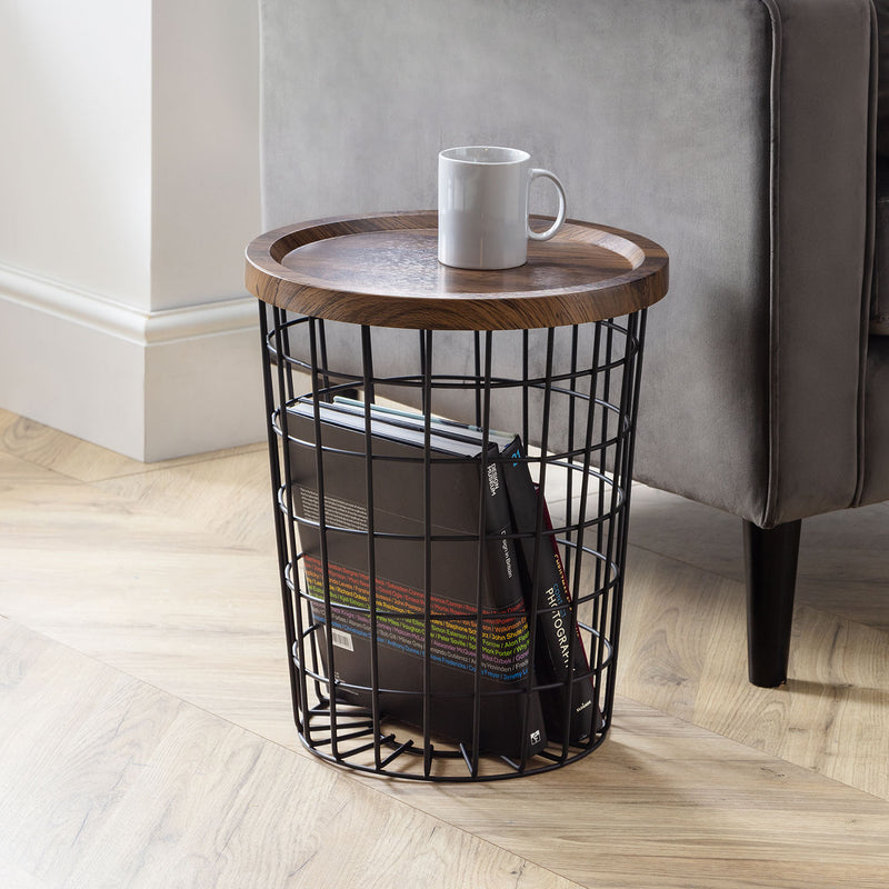 Smithson Walnut Finish Top Storage Lamp Table by Lavishway | Side Tables-60776