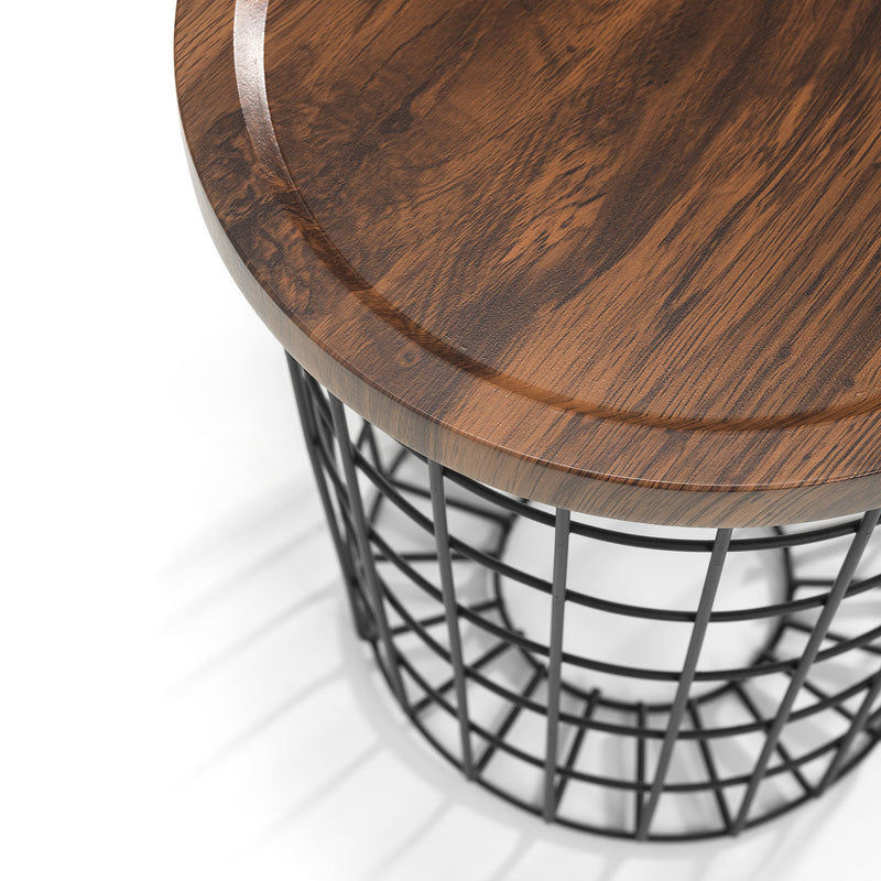 Smithson Walnut Finish Top Storage Lamp Table by Lavishway | Side Tables-60781