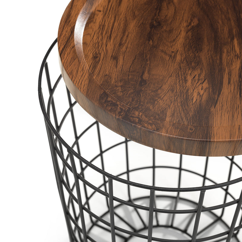 Smithson Walnut Finish Top Storage Lamp Table by Lavishway | Side Tables-60780