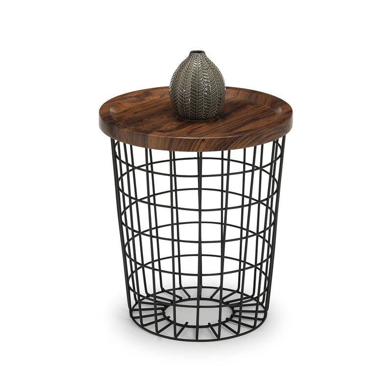 Smithson Walnut Finish Top Storage Lamp Table by Lavishway | Side Tables-60777