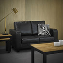 Black Faux Leather 2 Seater Sofa by Lavishway | Leather Sofa-28394