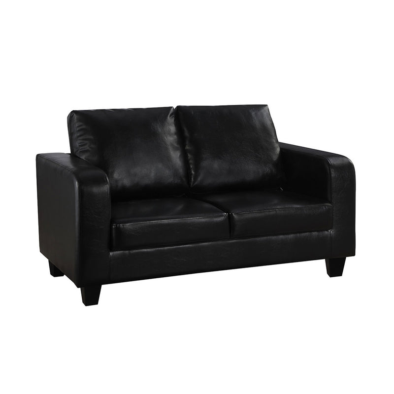 Black Faux Leather 2 Seater Sofa by Lavishway | Leather Sofa-28395