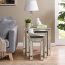 Sofia Glass Silver Nest of 3 Tables by Lavishway | Nest of Tables-23796
