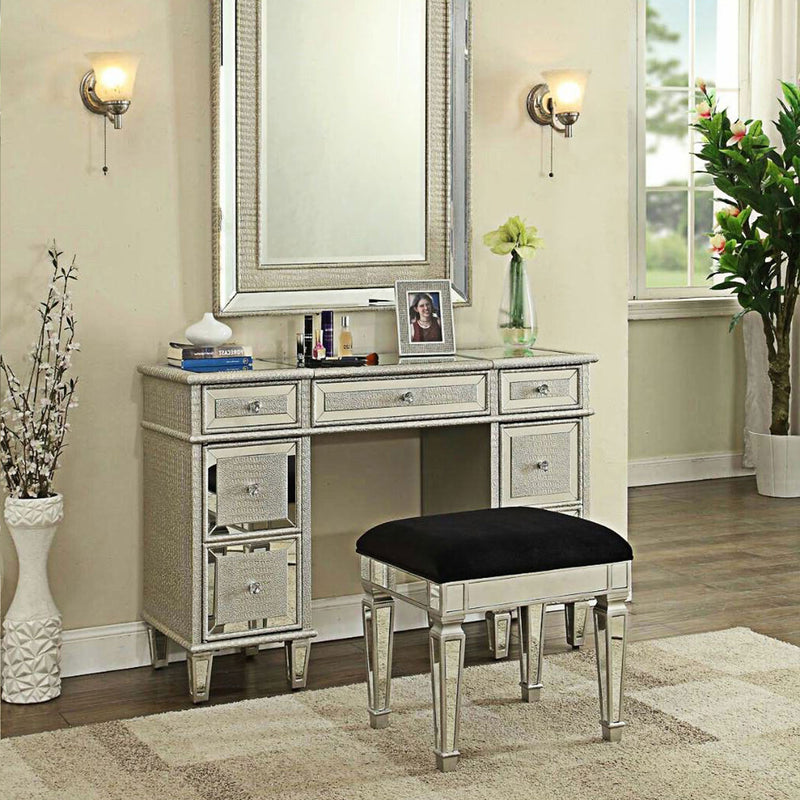Sofia Mirrored Silver Dressing Table by Lavishway | Dressing Tables-23433