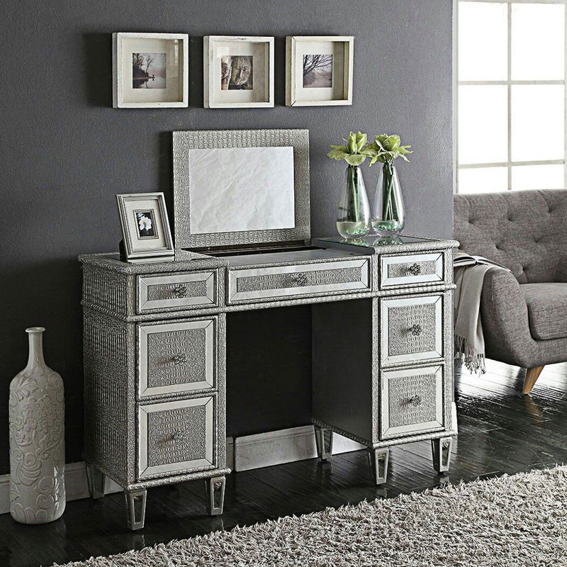 Sofia Mirrored Silver Dressing Table by Lavishway | Dressing Tables-23432