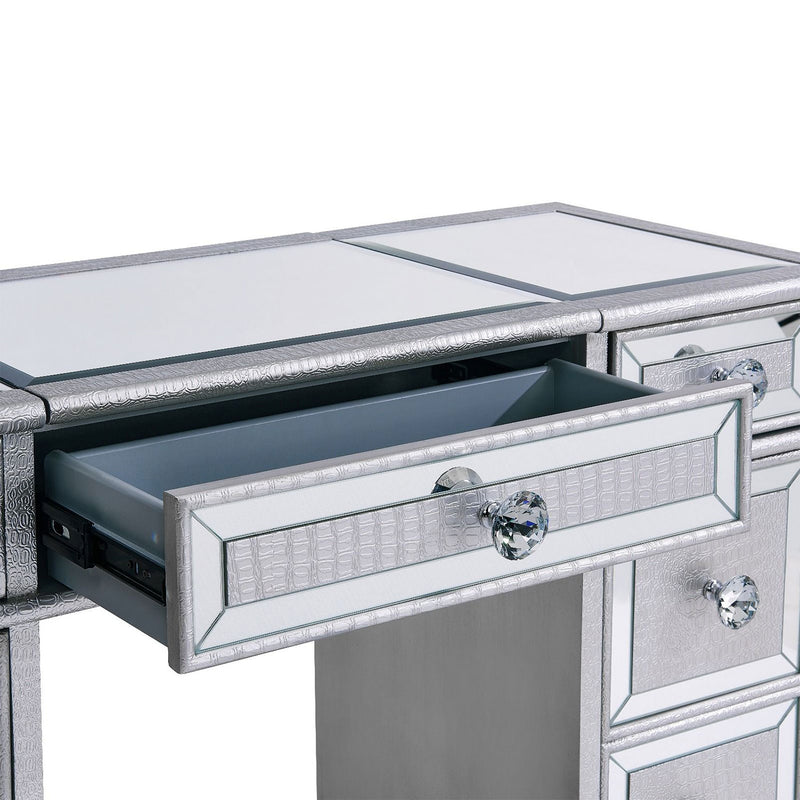 Sofia Mirrored Silver Dressing Table by Lavishway | Dressing Tables-23439