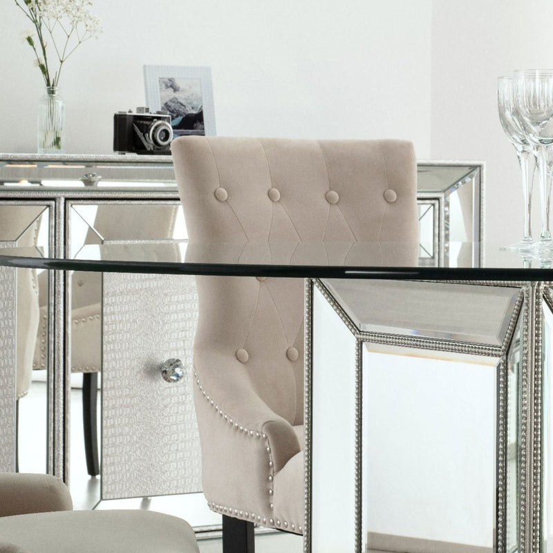 Sofia Silver Glass Top Round Dining Table by Lavishway | Dining Tables-23781