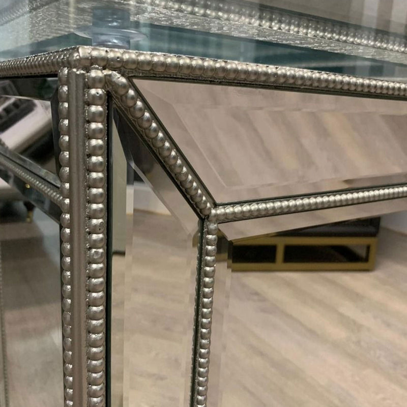 Sofia Silver Glass Top Round Dining Table by Lavishway | Dining Tables-23780