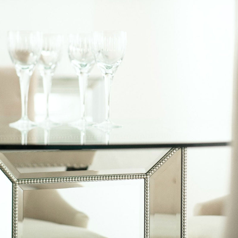 Sofia Silver Glass Top Round Dining Table by Lavishway | Dining Tables-23784