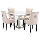 Sofia Silver Glass Top Round Dining Table by Lavishway | Dining Tables-23777