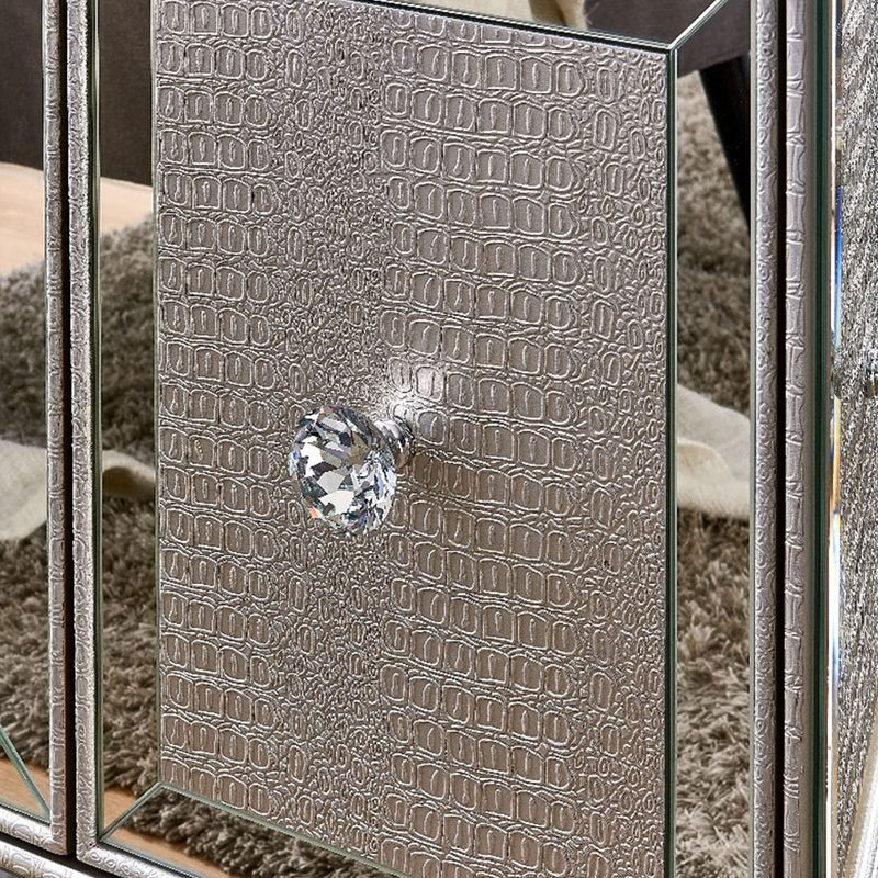 Sofia Silver Mirrored 2 Door & 1 Drawer Chest by Lavishway | Chest Of Drawers-24031