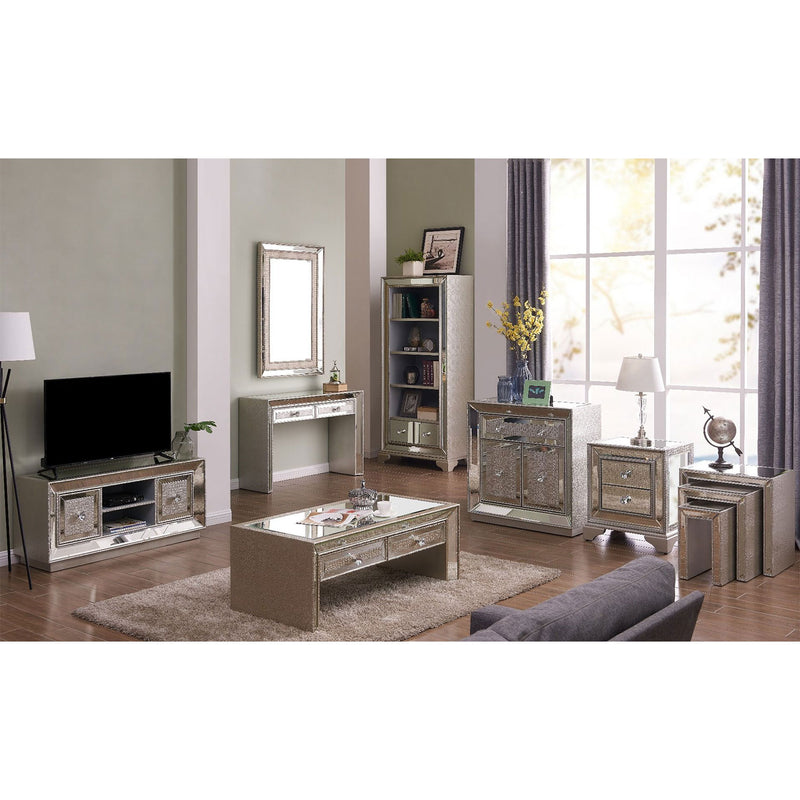 Sofia Silver Mirrored 2 Door & 1 Drawer Chest by Lavishway | Chest Of Drawers-24038