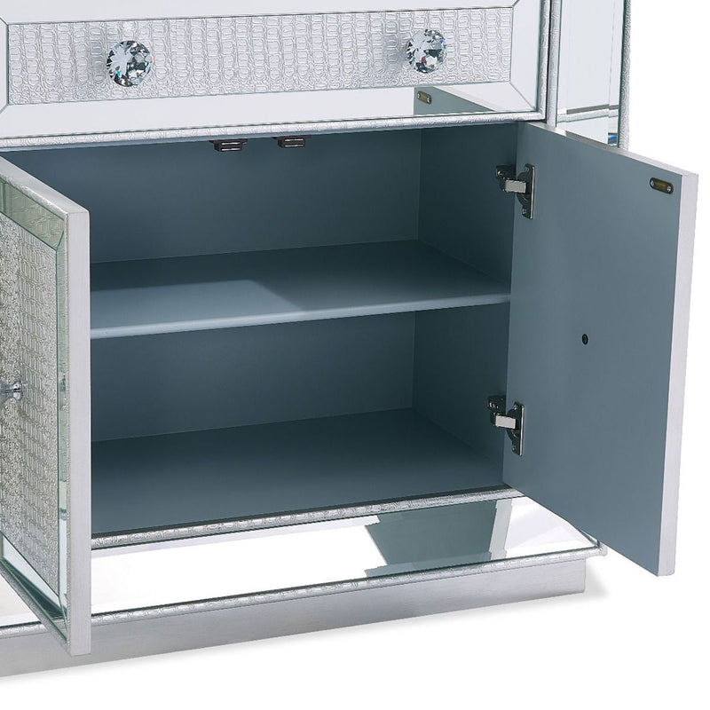 Sofia Silver Mirrored 2 Door & 1 Drawer Chest by Lavishway | Chest Of Drawers-24035