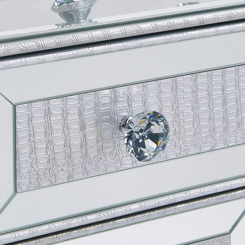 Sofia Silver Mirrored 2 Door & 1 Drawer Chest by Lavishway | Chest Of Drawers-24034