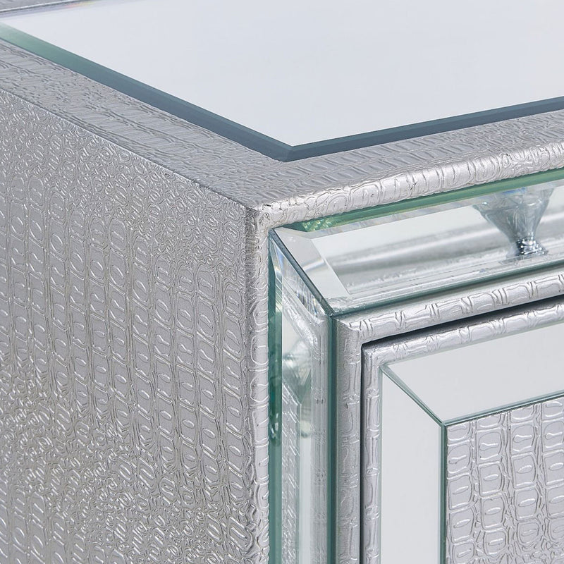 Sofia Silver Mirrored 2 Door & 1 Drawer Chest by Lavishway | Chest Of Drawers-24033