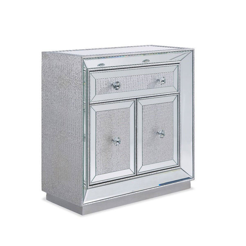 Sofia Silver Mirrored 2 Door & 1 Drawer Chest by Lavishway | Chest Of Drawers-24029