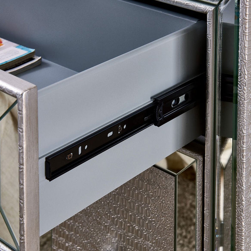 Sofia Silver Mirrored 2 Door & 1 Drawer Chest by Lavishway | Chest Of Drawers-24032