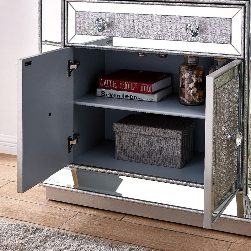 Sofia Silver Mirrored 2 Door & 1 Drawer Chest by Lavishway | Chest Of Drawers-24030