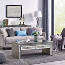 Sofia Silver Mirrored 2 Drawers Coffee Table by Lavishway | Coffee Tables-23844
