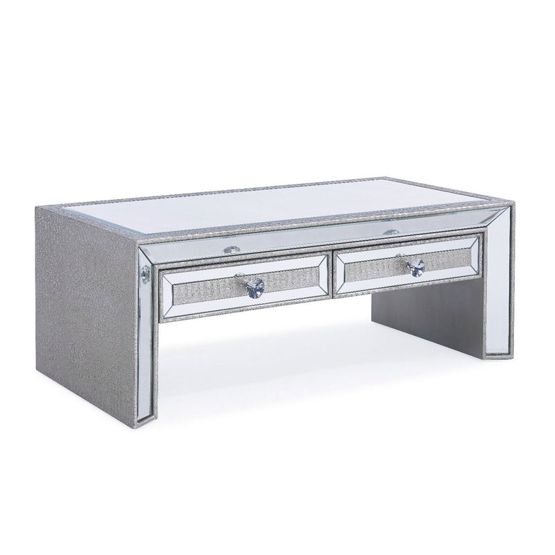 Sofia Silver Mirrored 2 Drawers Coffee Table by Lavishway | Coffee Tables-23847