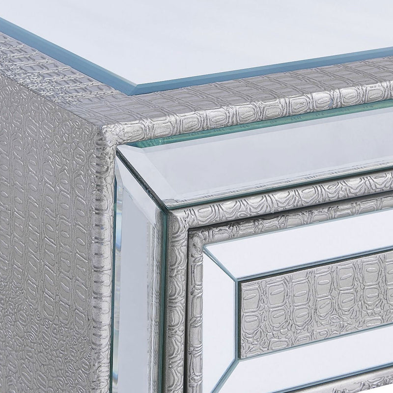 Sofia Silver Mirrored 2 Drawers Coffee Table by Lavishway | Coffee Tables-23852